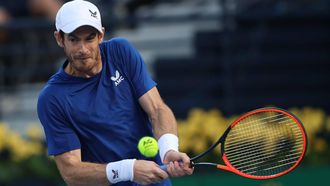 epa11182719 Andy Murray of Britain in action during his first round match against Denis Shapovalov of Canada at the Dubai Open tennis tournament in Dubai, United Arab Emirates, 26 February 2024.  EPA/ALI HAIDER