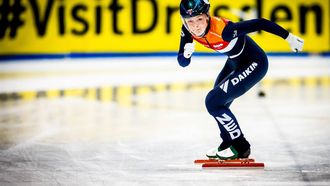 DRESDEN - Xandra Velzeboer tijdens een training in de  JOYNEXT arena voor de EK shorttrack. De Europese Kampioenschappen vinden plaats in het Duitse Dresden. ANP IRIS VAN DEN BROEK