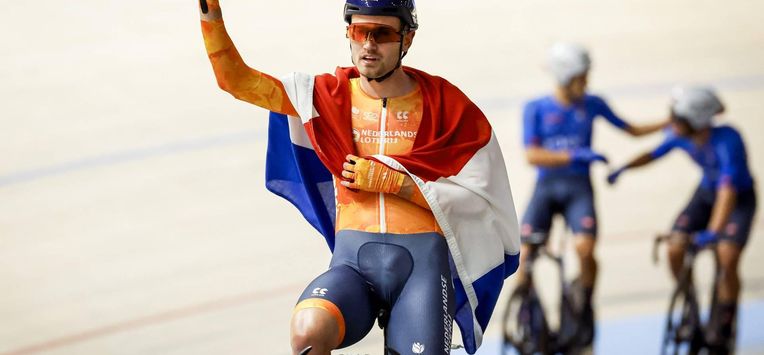 HEUSDEN-ZOLDER - Baanwielrenner Yanne Dorenbos wint de Madison finale tijdens de slotdag van de Europese kampioenschappen baanwielrennen in Belgie. ANP BAS CZERWINSKI