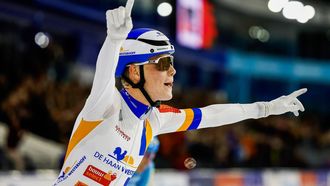 HEERENVEEN - Christian Haasjes wint het Nederlands kampioenschap marathonschaatsen in Thialf. Deze wedstrijd vindt jaarlijks op nieuwjaarsdag plaats. ANP VINCENT JANNINK