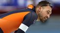 epa11205274 Kjeld Nuis of the Netherlands reacts after the Men’s 1000m event at the ISU Speed Skating Allround World Championships in Inzell, Germany, 07 March 2024.  EPA/ANNA SZILAGYI