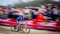Dutch Ceylin Del Carmen Alvarado competes in the women's elite race of the 'Duinencross' cyclocross cycling race, stage 5/8 in the X2O Badkamers Trophy, in Koksijde on January 4, 2024. 
JASPER JACOBS / Belga / AFP