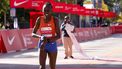 Kenya's Ruth Chepngetich reacts after crossing the finish line to place first in the women's division of the 2022 Bank of America Chicago Marathon in Chicago, Illinois, on October 9, 2022. 
KAMIL KRZACZYNSKI / AFP