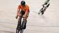 Netherlands’ Harrie Lavreysen (L) and Australia’s Daniel Barber compete in the men’s sprint quarterfinal match at the 2026 UCI Track World Championships at the Shanghai Velodrome in Shanghai on October 17, 2026. 
JADE GAO / AFP