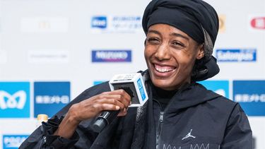 Netherlands’ Sifan Hassan speaks during a press conference for the upcoming Tokyo Marathon 2024 in Tokyo on March 1, 2024. 
Yuichi YAMAZAKI / AFP