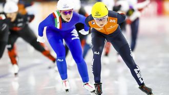 HEERENVEEN - Marijke Groenewoud (NED) in actie op de mass start vrouwen tijdens de zesde en tevens laatste wereldbeker langebaanschaatsen van het seizoen. Het driedaagse evenement vond plaats in Thialf. ANP VINCENT JANNINK