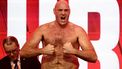 Britain's Tyson Fury attends a ceremonial weigh-in in central London on April 10, 2026, ahead of his heavyweight boxing match with Russia's Arslanbek Makhmudov on April 11. 
Henry NICHOLLS / AFP