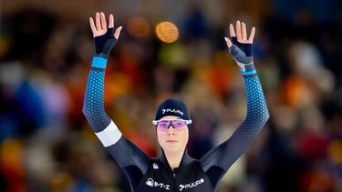 HEERENVEEN - Gioya Lancee in actie op de 3000 meter tijdens de eerste dag van het NK Allround & Sprint. IRIS VAN DEN BROEK / ANP