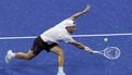 epa13203497 Tallon Griekspoor of the Netherlands in action against Ben Shelton of the USA during their Men's Singles round one tennis match during the US Open Tennis Championships at the USTA Billie Jean King National Tennis Center in Flushing Meadows, New York, USA, 31 August 2026.  EPA/BRIAN HIRSCHFELD