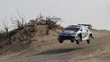 French driver Sebastien Ogier and his French co-driver Vincent Landais compete in their Toyota GR Yaris during stage 5 of the FIA World Rally Championship (WRC) in Jeddah on November 27, 2025. 
Fayez Nureldine / AFP