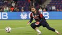 Paris Saint-Germain's Italian goalkeeper #01 Gianluigi Donnarumma dives for the ball during the warm up ahead of the French L1 football match between Paris Saint-Germain (PSG) and Stade Brestois 29 (Brest) at The Parc des Princes Stadium, in Paris, on September 14, 2024. 
GEOFFROY VAN DER HASSELT / AFP