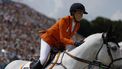 epa11518802 Kim Emmen of Netherlands riding Imagine competes the Equestrian Jumping Team final in the Paris 2024 Olympic Games, at the Chateau de Versailles in Versailles, France, 02 August 2024.  EPA/CAROLINE BREHMAN