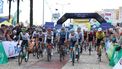 epa11907132 The pack of riders at the start of the first stage of the 51st Algarve Tour, over 192.2km from Portimao to Lagos, Portugal, 19 February 2025.  EPA/LUIS FORRA