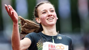 HENGELO - Femke Bol (NED) in actie op de 400 meter tijdens de FBK Games. ANP VINCENT JANNINK