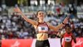 epa12295694 Femke Bol of the Netherlands competes in the final of women's 400m hurdles at the 15th Gyulai Istvan Memorial Track and Field Hungarian Grand Prix in the National Athletics Center in Budapest, Hungary, 12 August 2025.  EPA/Boglarka Bodnar HUNGARY OUT