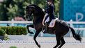 epa11511874 Emmelie Scholtens of the Netherlands riding Indian Rock in action during the Paris 2024 Olympic Games Equestrian Team and Individual Dressage Grand Prix Qualifier at Chateau de Versailles, France, 31 July 2024.  EPA/ERIK S. LESSER