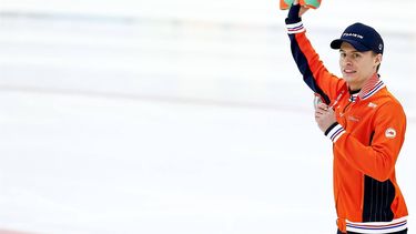 TILBURG - Jens van 't Woud (NED) na afloop van de finale 1500m mannen van de Odido Cup World Tour in het IJssportcentrum. Het is de vijfde wedstrijd van de ISU Shorttrack World Tour. ANP SEM VAN DER WAL