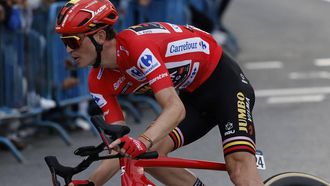 2023-09-17 19:21:37 Team Jumbo-Visma's US rider Sepp Kuss rides during the 21st and last stage of the 2023 La Vuelta cycling tour of Spain, a 101,1 km race between the hippodrome of La Zarzuela and Madrid, on September 17, 2023. 
OSCAR DEL POZO / AFP