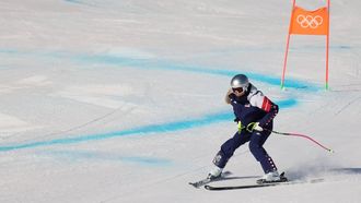 epa12715422 Lindsey Vonn of USA warms up ahead of the Women's Downhill of the Alpine Skiing competition, at the Milano Cortina 2026 Winter Olympic, Tofane ski centre in Cortina d'Ampezzo, Italy, 08 February 2026.  EPA/ANDREA SOLERO