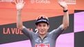 Team Alpecin's Belgian rider Jasper Philipsen celebrates on the podium after winning the eighth stage of the Vuelta a Espana, a 158 km race between Monzon Templario and Zaragoza, on August 30, 2025.   
Josep LAGO / AFP