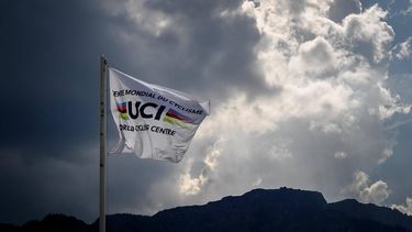 This photo taken on August 10, 2020, shows a flag of the UCI (International Cycling Union) floating under heavy clouds next to the headquarters of the world's cycling governing body in Aigle amid the COVID-19 outbreak, caused by the novel coronavirus. The cycling world championships scheduled for Aigle-Martigny in Switzerland on September 20-27, 2020, might be called off due to local health rules organisers warned on August 7. Swiss federal authorities are due to examine their rules on August 12, and may ban sports gatherings involving more than 1,000 people.
Fabrice COFFRINI / AFP