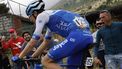 Team Jayco's Dutch rider Jan Maas climbs the Puerto de la Cruz Verde pass during the stage 20 of the 2023 La Vuelta cycling tour of Spain, a 207,8 km race between Manzanares el Real and Guadarrama, on September 16, 2023. 
OSCAR DEL POZO / AFP