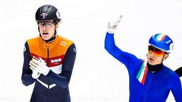 GDANSK - Teun Boer wint zilver op de 500 meter op de tweede dag van de EK shorttrack. ANP IRIS VAN DEN BROEK