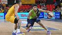 Oostende's Breein Tyree and Leiden's David Collins runs with the ball  during the first match in the best-of-three finals of the Dutch-Belgian BNXT League basketball match between Belgian BC Oostende and Dutch team ZZ Leiden in Ostend on June 9, 2023. 
DAVID CATRY / Belga / AFP