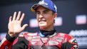 Ducati Lenovo Team's Spanish MotoGP rider Marc Marquez reacts after winning the qualifiying session of the German Motorcycle MotoGP Grand Prix at the Sachsenring race track in Hohenstein-Ernstthal near Chemnitz, eastern Germany, on July 11, 2026. 
Ronny HARTMANN / AFP