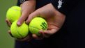 epa10747921 Tennis balls during the Women's Singles final match Ons Jabeur of Tunisia against Marketa Vondrousova of Czech Republic at the Wimbledon Championships, Wimbledon, Britain, 15 July 2023.  EPA/NEIL HALL   EDITORIAL USE ONLY