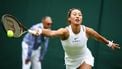 China's Zheng Qinwen returns the ball to New Zealand's Lulu Sun during their Women's singles tennis match on the first day of the 2024 Wimbledon Championships at The All England Lawn Tennis and Croquet Club in Wimbledon, southwest London, on July 1, 2024. 
HENRY NICHOLLS / AFP