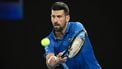 epa11835778 Novak Djokovic of Serbia plays a shot during the Men's Singles round four match against Jiri Lehecka of the Czech Republic at the Australian Open tennis tournament in Melbourne, Australia, 19 January 2025.  EPA/JAMES ROSS AUSTRALIA AND NEW ZEALAND OUT