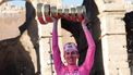 epa11372015 Slovenian rider Tadej Pogacar of Uae Team EmiratesÂ celebrates with the trophy after winning of the Giro d'Italia 2024 cycling tour, in Rome, Italy, 26 May 2024.  EPA/GIUSEPPE LAMI