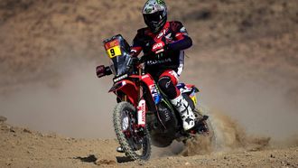 US driver Ricky Brabec rides during the prologue of the 47th Dakar Rally, in Bisha, Saudi Arabia, on January 3, 2025. 
Valery HACHE / AFP