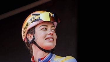 MAASTRICHT - Mischa Bredewold (Team SD Worx - Protime) tijdens de ploegenpresentatie voorafgaand aan de start van de Amstel Gold Race 2026 in Maastricht. MARCEL VAN HOORN / ANP