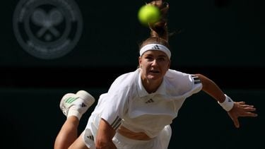 Czech Republic's Karolina Muchova returns to US player Coco Gauff during their women's singles semi-final tennis match on the eleventh day of the 2026 Wimbledon Championships at The All England Lawn Tennis and Croquet Club in Wimbledon, southwest London, on July 9, 2026. 
Adrian Dennis / AFP