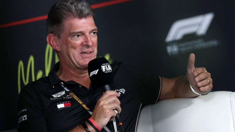 Cadillac's British team principal Graeme Lowdon speaks at a press conference ahead of the second practice session of the Formula One Australian Grand Prix at the Albert Park Circuit in Melbourne on March 6, 2026.  
Martin KEEP / AFP