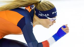 HEERENVEEN - Jutta Leerdam tijdens de training voor het ISU EK Allround & Sprint in het Thialf stadion. De schaatsers trainden voor het Europese kampioenschap sprint en allround. ANP VINCENT JANNINK
