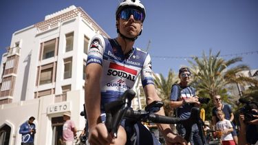 epa10459026 Czech Republic Rider Jan Hirt of Soudal Quick-Step Team waits prior the start of the Muscat Classic cycling race over 173.7 km from Al Mouj Muscat to Al Bustan, in Muscat, Oman, 10 February 2023.  EPA/YOAN VALAT