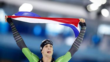 HEERENVEEN - Jenning de Boo na afloop van de 1000 meter voor mannen tijdens de slotdag van het NK afstanden in Thialf. Voor de Nederlandse rijders en rijdsters is dit toernooi een belangrijke tussenstop onderweg naar het WK afstanden in Hamar. ANP SEM VAN DER WAL