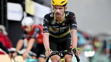 epa12261852 Belgian rider Victor Campenaerts of Team Visma-Lease a Bike crosses the finish line in the 19th stage of the Tour de France cycling race over 93.1 km from Albertville to La Plagne, France, 25 July 2025.  EPA/CHRISTOPHE PETIT TESSON