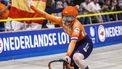 APELDOORN - Hetty van der Wouw reageert na de finale keirin vrouwen op de laatste dag van de EK baanwielrennen in het Apeldoornse Omnisportcentrum. ANP VINCENT JANNINK