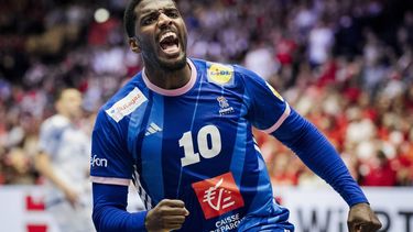 epa12677664 France's Dika Mem gestures during the 2026 EHF European Men's Handball Championship main round match between France and Portugal in Herning, Denmark, 24 January 2026.  EPA/Sebastian Elias Uth  DENMARK OUT