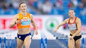 BIRMINGHAM - Nadine Visser in actie op de halve finale 100 meter horden tijdens de tweede dag van de EK atletiek. IRIS VAN DEN BROEK / ANP