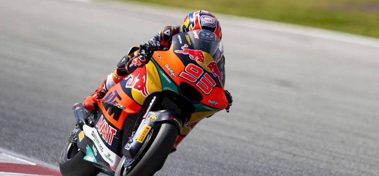 epa12357346 Dutch Moto2 rider Collin Veijer (Red Bull KTM Ajo) during the qualifying sessions held at the Barcelona-Catalonia Circuit in Montmelo, Barcelona, Spain, 06 September 2025. The MotoGP Catalonia Gran Prix will take place 07 September 2025.  EPA/Siu Wu