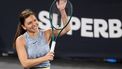 Romania's Simona Halep reacts during an exhibition tennis match at the 5th edition of the Sports Festival organized at the BT Arena in Cluj Napoca, Romania on June 15, 2024.
 
Simion Sebastian Tataru / AFP