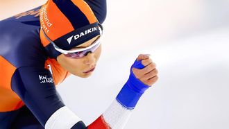 HEERENVEEN - Jutta Leerdam (Nederland) in actie op de tweede 500 meter sprint voor vrouwen tijdens de tweede dag van de ISU EK Allround & Sprint in Thialf. ANP VINCENT JANNINK