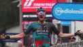 2023-05-20 17:55:57 BORA - hansgrohe's German rider Nico Denz celebrates after he crossed the finish line to win the fourteenth stage of the Giro d'Italia 2023 cycling race, 193 km between Sierre and Cassano Magnago, on May 20, 2023. .
Luca Bettini / AFP