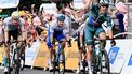 2023-07-12 17:23:21 epa10741943 Green Jersey best sprinter Belgian rider Jasper Philipsen (R) of team Alpecin-Deceuninck wins the 11th stage of the Tour de France 2023, a 180 km race from Clermont-Ferrand to Moulins, France, 12 July 2023.  EPA/CHRISTOPHE PETIT TESSON