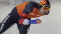 epa11121003 Kai Verbij of the Netherlands competes during the Men's 1000 meters race at the ISU Speed Skating World Cup in Quebec City, Quebec, Canada, 02 February 2024.  EPA/CJ GUNTHER